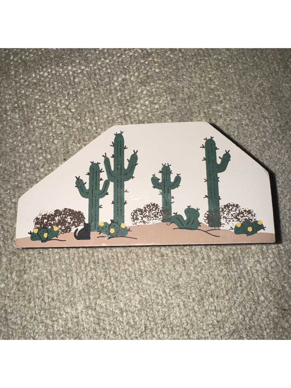 Vintage The Cats Meow L9513 Cactus Tumbleweeds Wooden Shelf Sitter 1995